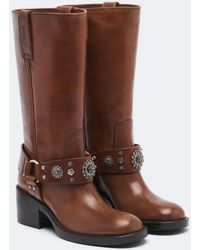 Chloé - Dakota Studded Leather Knee-High Boots - Lyst