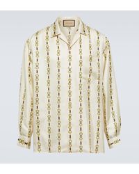 Gucci - Hawaii Monogram-print Relaxed-fit Silk Bowling Shirt - Lyst