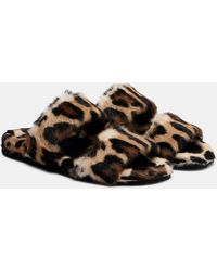 Dolce & Gabbana - Leopard-Print Shearling Slides - Lyst