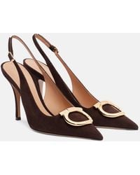 Ferragamo - Sara Maxi Gancini Suede Slingback Pumps - Lyst