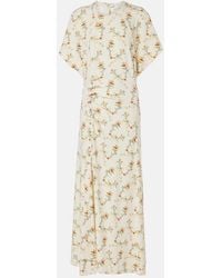 Rabanne - Floral Gathered Midi Dress - Lyst