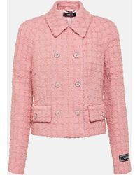 Versace - Double-breasted Boucle Tweed Jacket - Lyst