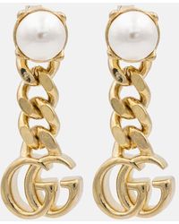 Gucci - Ohrringe mit doppel g und perlen - Lyst