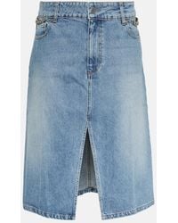 Stella McCartney - Front-Slit Denim Midi Skirt - Lyst