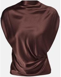 The Sei - Draped Silk Satin Top - Lyst