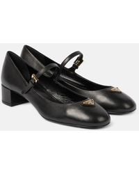Prada - 35 Leather Mary Jane Pumps - Lyst