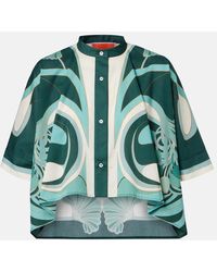 La DoubleJ - Camisa Foulard De Muselina De Algodon Cropped - Lyst
