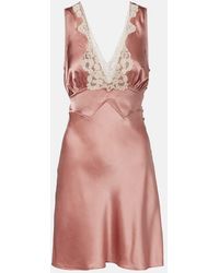 Chloé - Minikleid Aus Seidensatin Mit Spitze - Lyst