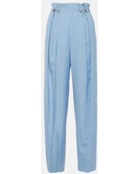 Victoria Beckham - Gathered Virgin Wool Tapered Pants - Lyst