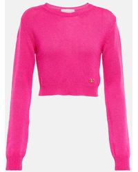 Valentino - Pullover cropped VLogo in cashmere - Lyst