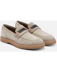 Brunello Cucinelli - Suede Penny Loafer With Jewellery - Lyst