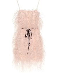 Monique Lhuillier Minikleid mit Federn - Pink