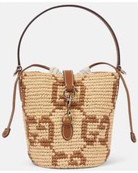 Gucci - Gg Mini Raffia-Effect Bucket Bag - Lyst