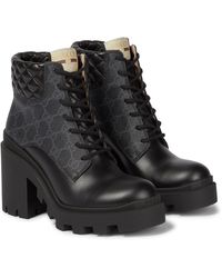 Gucci GG Supreme And Leather Ankle Boots - Black