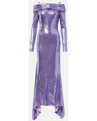 The Attico - Fanny Sequined Off-shoulder Gown - Lyst