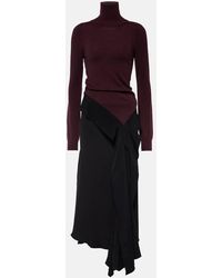 Victoria Beckham - Tie-Detail Wool Midi Dress - Lyst