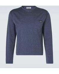 Miu Miu - Striped Cotton Jersey Jacquard T-Shirt - Lyst