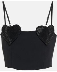 Blumarine - Crystal-Embellished Cropped Top - Lyst