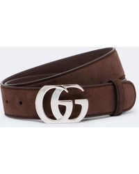 Gucci - Gg Marmont Suede Belt - Lyst