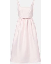 Self-Portrait - Belted Taffeta Midi Dress - Lyst