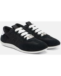 Roger Vivier - Viv Low Suede-Trimmed Satin Sneakers - Lyst