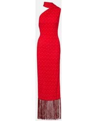Acne Studios - Scarf-Detail Fringed Satin Maxi Dress - Lyst