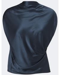 The Sei - Draped Silk Charmeuse Top - Lyst