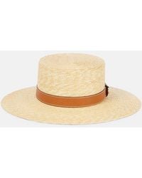 Gucci - Gg Leather-Trimmed Straw Boater Hat - Lyst