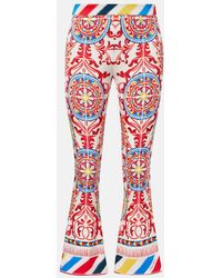 Dolce & Gabbana - Cropped Printed Silk-Blend Flared Pants - Lyst