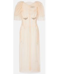 Simone Rocha - Embellished Ruched Mesh Midi Dress - Lyst
