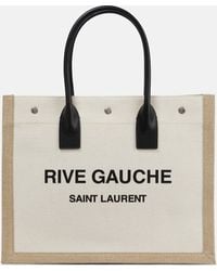 Saint Laurent - Rive Gauche Linen & Leather Tote - Lyst
