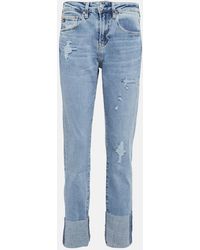 AG Jeans - Cuffed Straight Jeans - Lyst