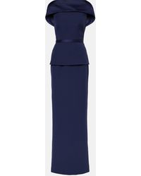 Safiyaa - Rella Draped Peplum Heavy Crepe Midi Dress - Lyst