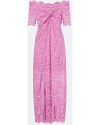 Rabanne - Off-Shoulder Lace Midi Dress - Lyst