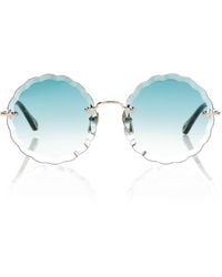Chloé Rosie Scalloped Sunglasses in Blue | Lyst