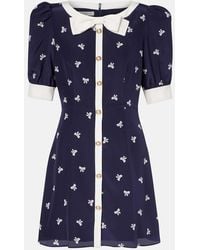 Alessandra Rich - Bow-Detail Polka-Dot Silk Minidress - Lyst