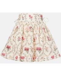 Agua Bendita - Floral Linen Miniskirt - Lyst