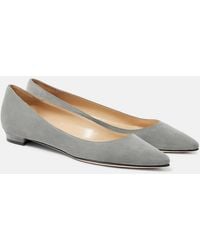 Manolo Blahnik - Lanza Bb Suede Ballet Flats - Lyst