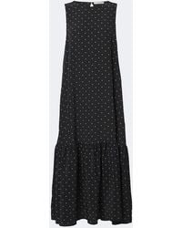 Asceno - Polka-Dot Tiered Silk Midi Dress - Lyst