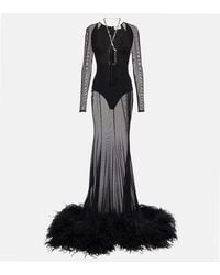 The Attico - Robe Longue A Plumes - Lyst