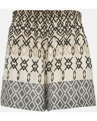 Brunello Cucinelli - Printed Silk Shorts - Lyst
