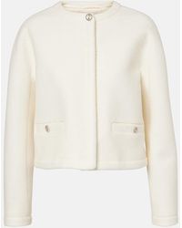 Gucci - Collarless Cropped Jacket With Gg Logo Button - Lyst