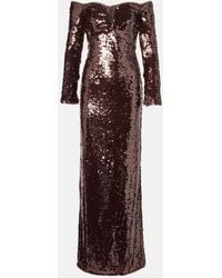 Self-Portrait - Off-Shoulder Sequined Gown - Lyst