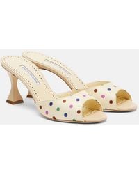 Manolo Blahnik - Jadaron Polka-Dot Twill Mules - Lyst