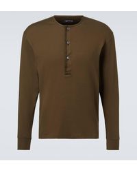 Tom Ford - Ribbed-Knit Cotton-Blend Henley Shirt - Lyst
