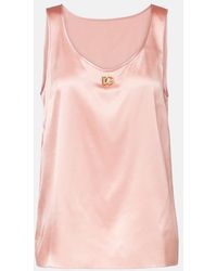 Dolce & Gabbana - Dg Silk-Blend Satin Top - Lyst