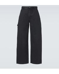 Loewe - Leather-Trimmed Wide-Leg Jeans - Lyst