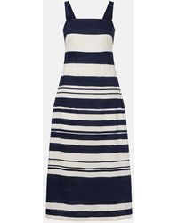 Veronica Beard - Robe Midi Ella Rayee En Lin Melange - Lyst