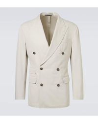dunhill - Double-Breasted Cotton And Cashmere Blazer - Lyst