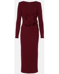 Roland Mouret - Floral Wool Crepe Midi Dress - Lyst